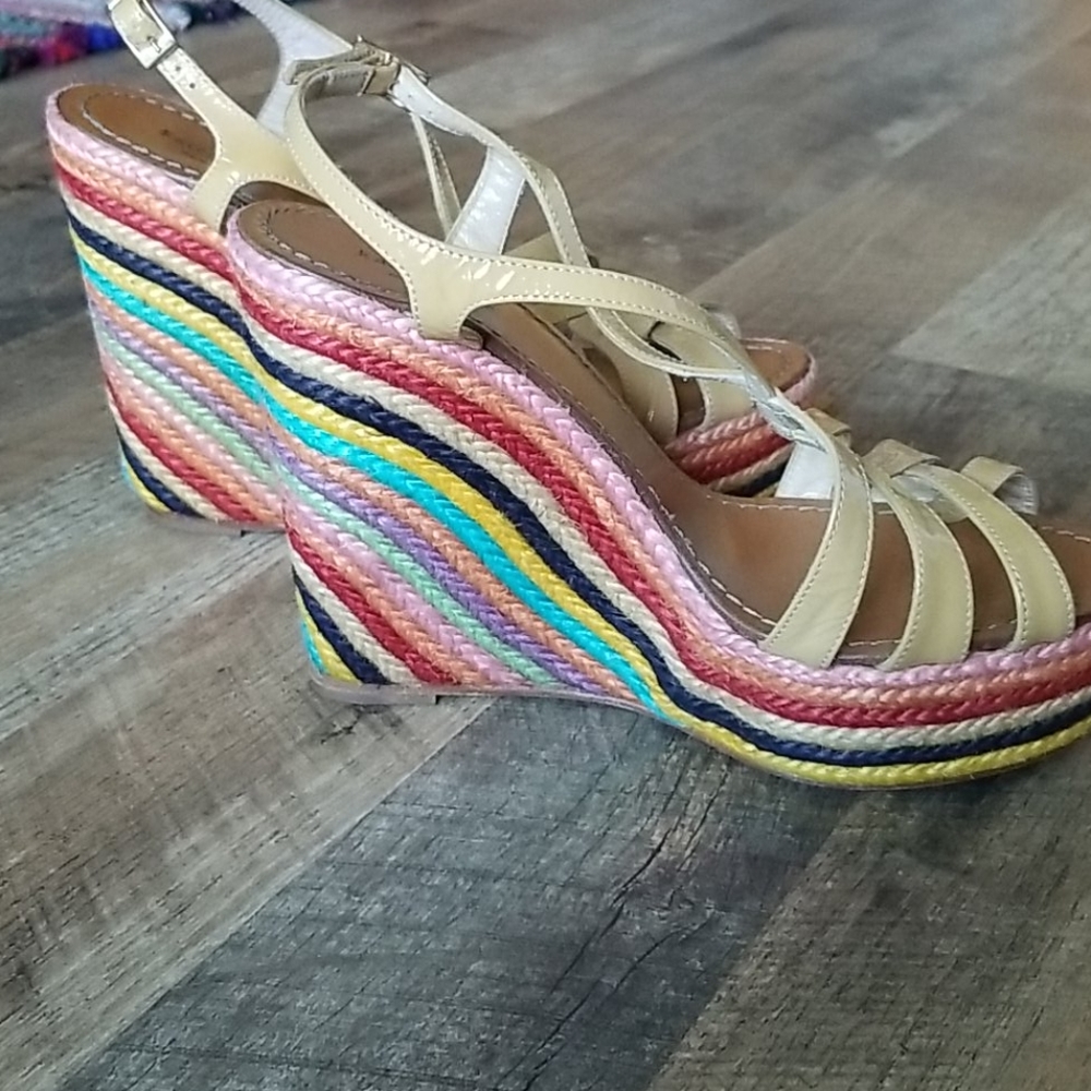Kate Spade Rainbow Striped Espadrille Wedges – Size 9 🌈☀️🕶️